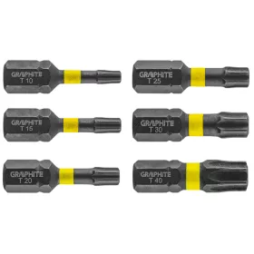   Graphite Torziós ütvecsavarozó bit Torx 10/15/20/25/30/40x25mm, 6db