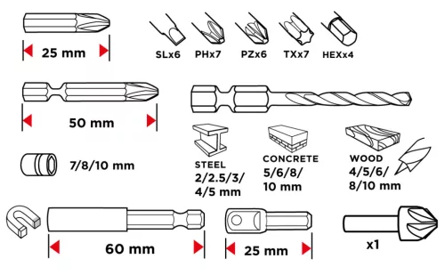 Graphite Fúró-csavarbehajtó készlet, 50db