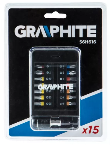Graphite bit készlet tartóban színkódos 15db