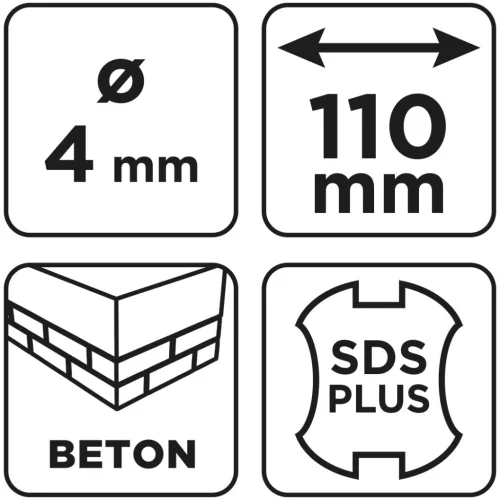 Graphite Betonfúró SDS PLUS, 2 élű, dupla spirálos, 4x110mm
