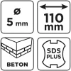 Graphite Betonfúró SDS PLUS, 2 élű, dupla spirálos, 5x110mm