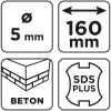 Graphite Betonfúró SDS PLUS, 2 élű, dupla spirálos, 5x160mm