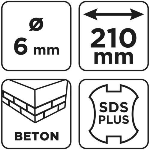 Graphite Betonfúró SDS PLUS, 2 élű, dupla spirálos, 6x210mm