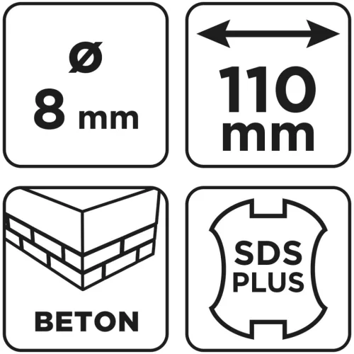 Graphite Betonfúró SDS PLUS, 2 élű, dupla spirálos, 8x110mm