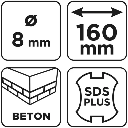 Graphite Betonfúró SDS PLUS, 2 élű, dupla spirálos, 8x160mm