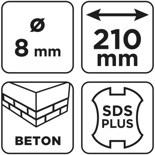 Graphite Betonfúró SDS PLUS, 2 élű, dupla spirálos, 8x210mm