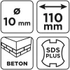 Graphite Betonfúró SDS PLUS, 2 élű, dupla spirálos, 10x110mm