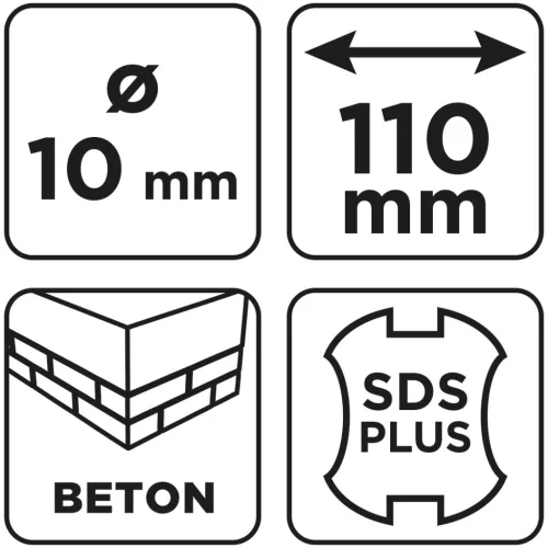 Graphite Betonfúró SDS PLUS, 2 élű, dupla spirálos, 10x110mm
