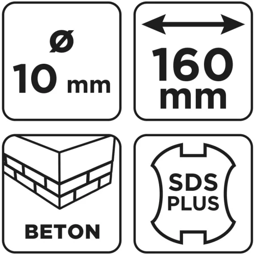 Graphite Betonfúró SDS PLUS, 2 élű, dupla spirálos, 10x160mm