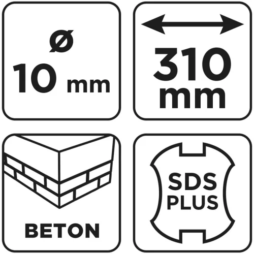 Graphite Betonfúró SDS PLUS, 2 élű, dupla spirálos, 10x310mm
