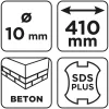 Graphite Betonfúró SDS PLUS, 2 élű, dupla spirálos, 10x410mm