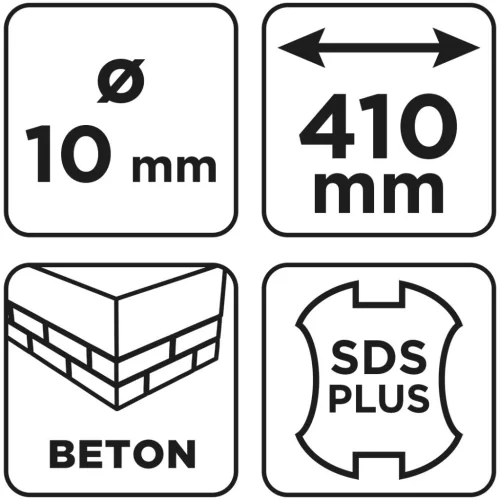 Graphite Betonfúró SDS PLUS, 2 élű, dupla spirálos, 10x410mm