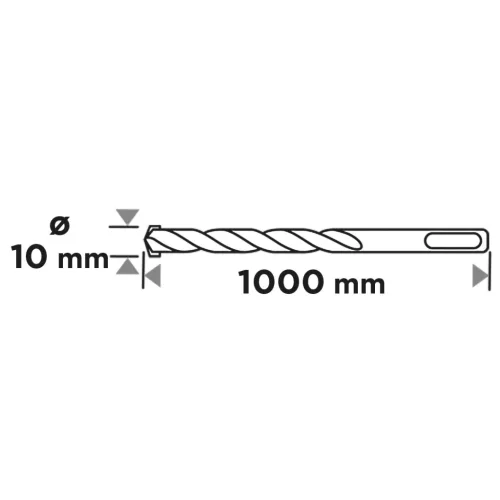Graphite Betonfúró SDS PLUS, 2 élű, dupla spirálos, 10x1000mm
