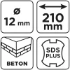 Graphite Betonfúró SDS PLUS, 2 élű, dupla spirálos, 12x210mm