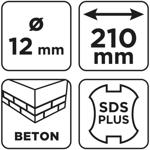 Graphite Betonfúró SDS PLUS, 2 élű, dupla spirálos, 12x210mm