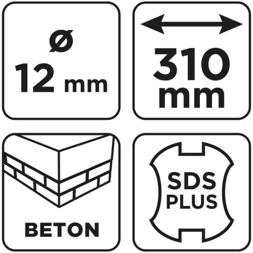 Graphite Betonfúró SDS PLUS, 2 élű, dupla spirálos, 12x310mm