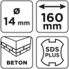 Graphite Betonfúró SDS PLUS, 2 élű, dupla spirálos, 14x160mm
