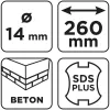 Graphite Betonfúró SDS PLUS, 2 élű, dupla spirálos, 14x260mm