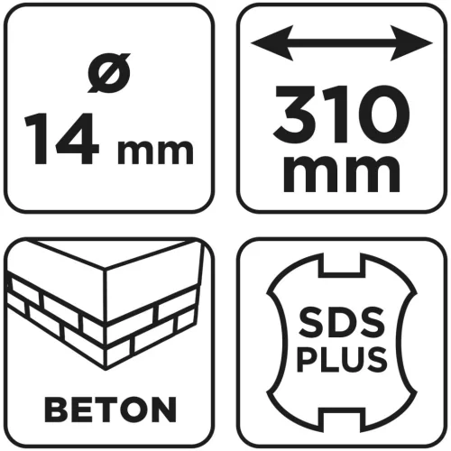 Graphite Betonfúró SDS PLUS, 2 élű, dupla spirálos, 14x310mm