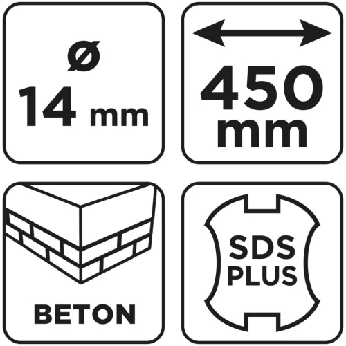 Graphite Betonfúró SDS PLUS, 2 élű, dupla spirálos, 14x450mm