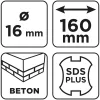 Graphite Betonfúró SDS PLUS, 2 élű, dupla spirálos, 16x160mm