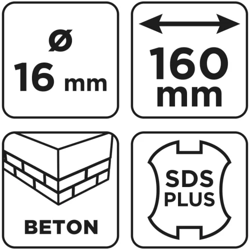 Graphite Betonfúró SDS PLUS, 2 élű, dupla spirálos, 16x160mm