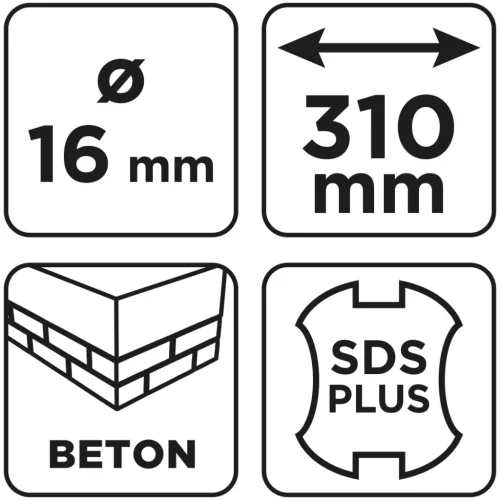 Graphite Betonfúró SDS PLUS, 2 élű, dupla spirálos, 16x310mm