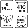 Graphite Betonfúró SDS PLUS, 2 élű, dupla spirálos, 16x410mm