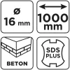 Graphite Betonfúró SDS PLUS, 2 élű, dupla spirálos, 16x1000mm