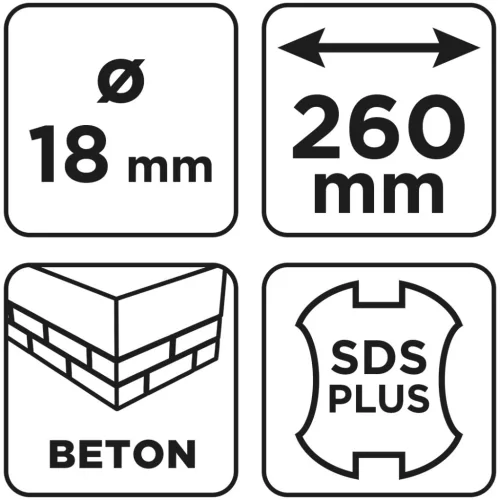 Graphite Betonfúró SDS PLUS, 2 élű, dupla spirálos, 18x260mm