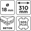 Graphite Betonfúró SDS PLUS, 2 élű, dupla spirálos, 18x310mm