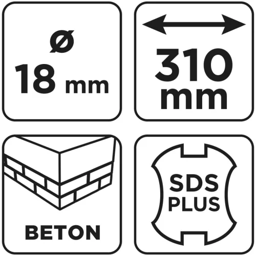 Graphite Betonfúró SDS PLUS, 2 élű, dupla spirálos, 18x310mm
