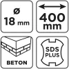 Graphite Betonfúró SDS PLUS, 2 élű, dupla spirálos, 18x400mm
