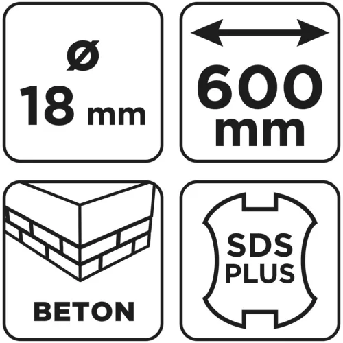 Graphite Betonfúró SDS PLUS, 2 élű, dupla spirálos, 18x600mm