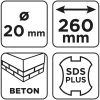 Graphite Betonfúró SDS PLUS, 2 élű, dupla spirálos, 20x260mm
