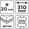 Graphite Betonfúró SDS PLUS, 2 élű, dupla spirálos, 20x310mm