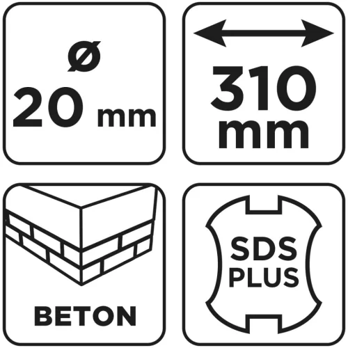 Graphite Betonfúró SDS PLUS, 2 élű, dupla spirálos, 20x310mm