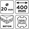 Graphite Betonfúró SDS PLUS, 2 élű, dupla spirálos, 20x400mm