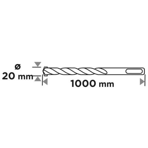 Graphite Betonfúró SDS PLUS, 2 élű, dupla spirálos, 20x1000mm