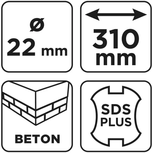Graphite Betonfúró SDS PLUS, 2 élű, dupla spirálos, 22x310mm