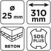 Graphite Betonfúró SDS PLUS, 2 élű, dupla spirálos, 25x310mm
