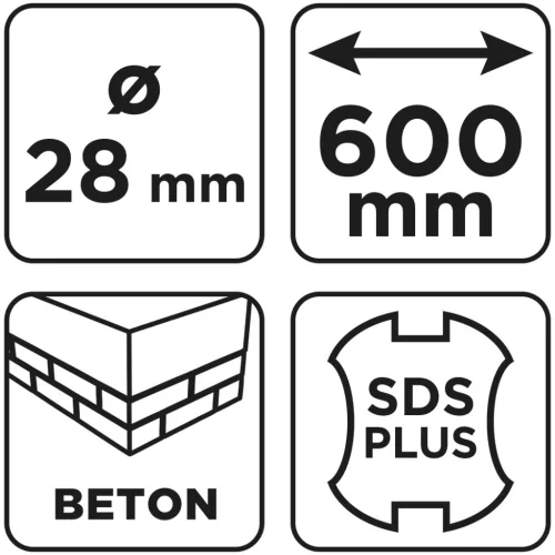 Graphite Betonfúró SDS PLUS, 2 élű, dupla spirálos, 28x600mm
