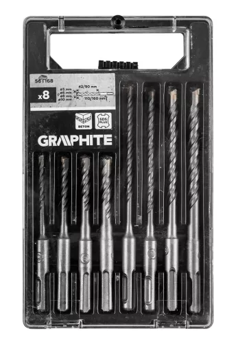 Graphite Betonfúró készlet, SDS PLUS, 2 élű, dupla spirálos, 5-10mm 8db-os