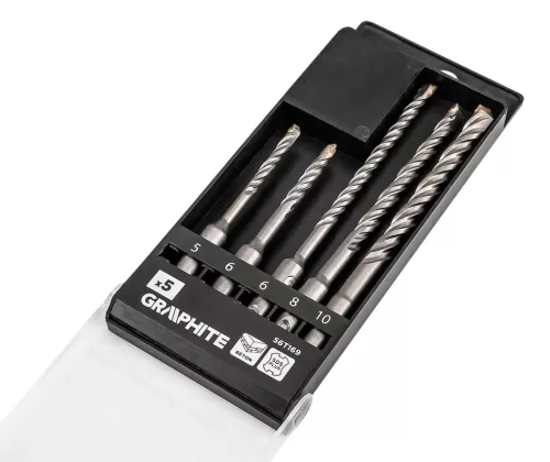 Graphite Betonfúró készlet, SDS PLUS, 2 élű, dupla spirálos, 5-10mm 5db-os