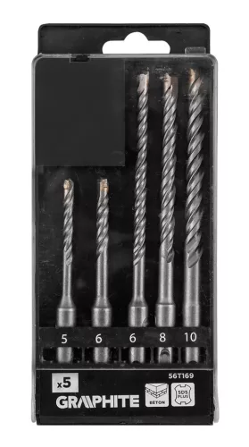 Graphite Betonfúró készlet, SDS PLUS, 2 élű, dupla spirálos, 5-10mm 5db-os