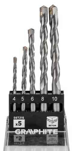 Graphite Betonfúró készlet, hengeres szárú, 5db-os, 4-10mm