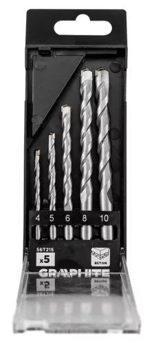 Graphite Betonfúró készlet, hengeres szárú, 5db-os, 4-10mm