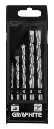 Graphite Betonfúró készlet, hengeres szárú, 5db-os, 4-10mm