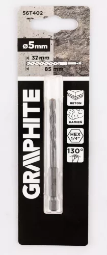 Graphite Betonfúró,1/4"-os hatszög szárral, 5mm
