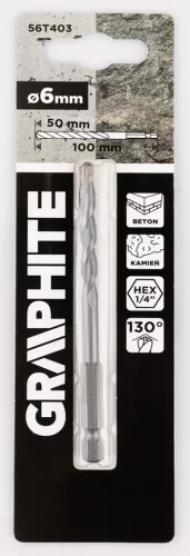 Graphite Betonfúró,1/4"-os hatszög szárral, 6mm